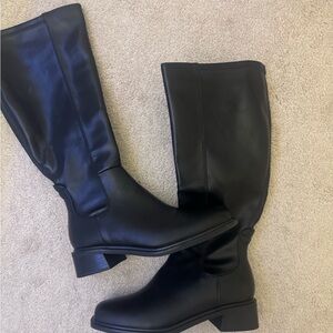 Black Leather Knee-High Boots